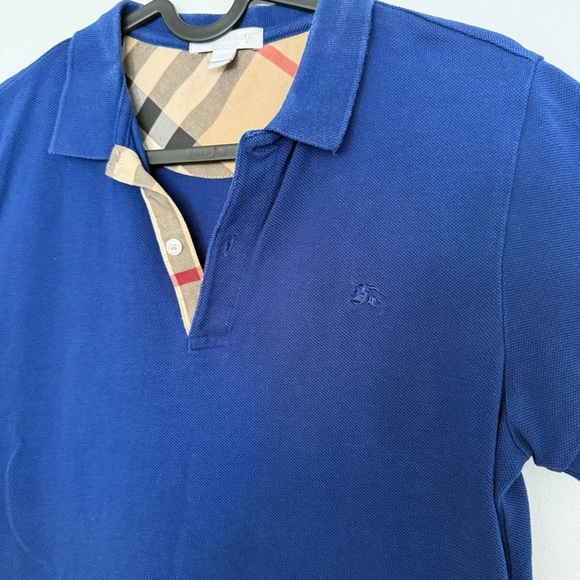 Burberry Blue Polo Shirt Classic Design - Picture 4 of 13